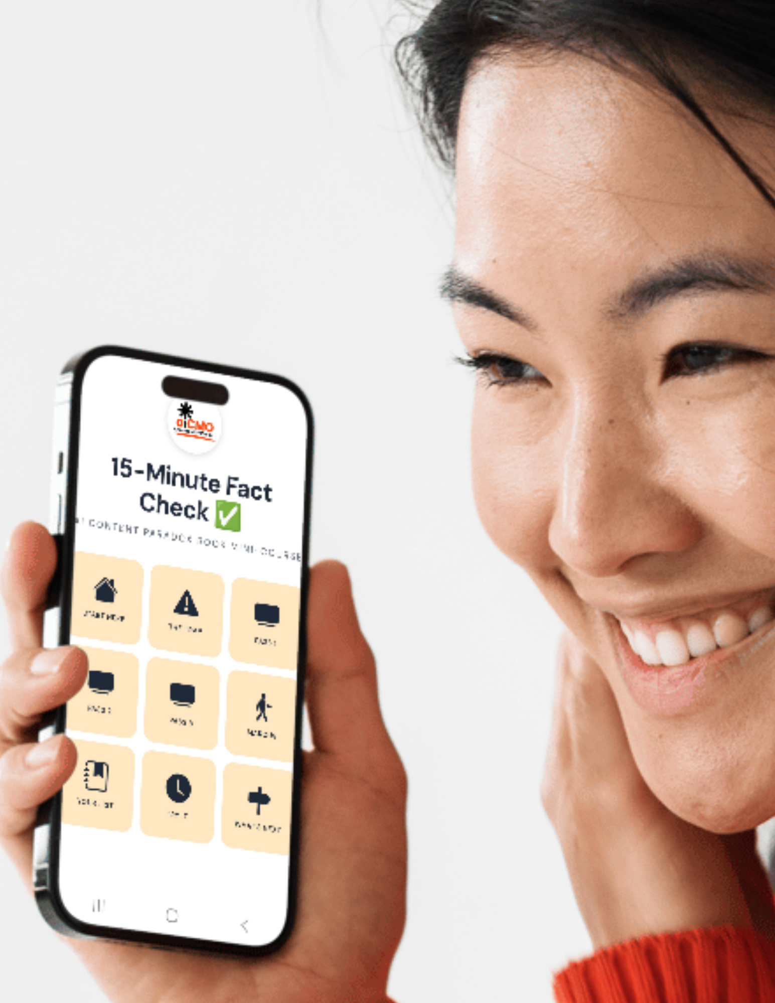 The 15-Minute Fact Check mobile lesson on a phone